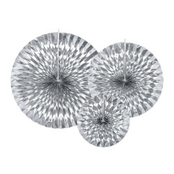 Rozety stříbrné - dekorace 3 ks